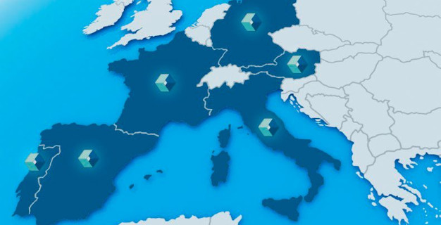 Europakarte mit Kroschke Logo auf den L&auml;ndern.